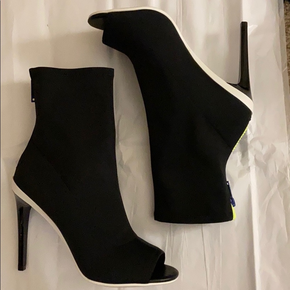 Open Toe Bootie with Neon Zipper